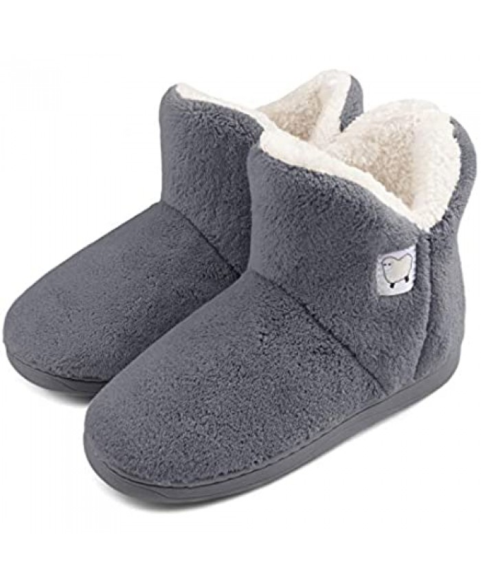 Dailybella Women Warm Plush Slipper Boots Cozy Wool Indoor Outdoor Home Shoes