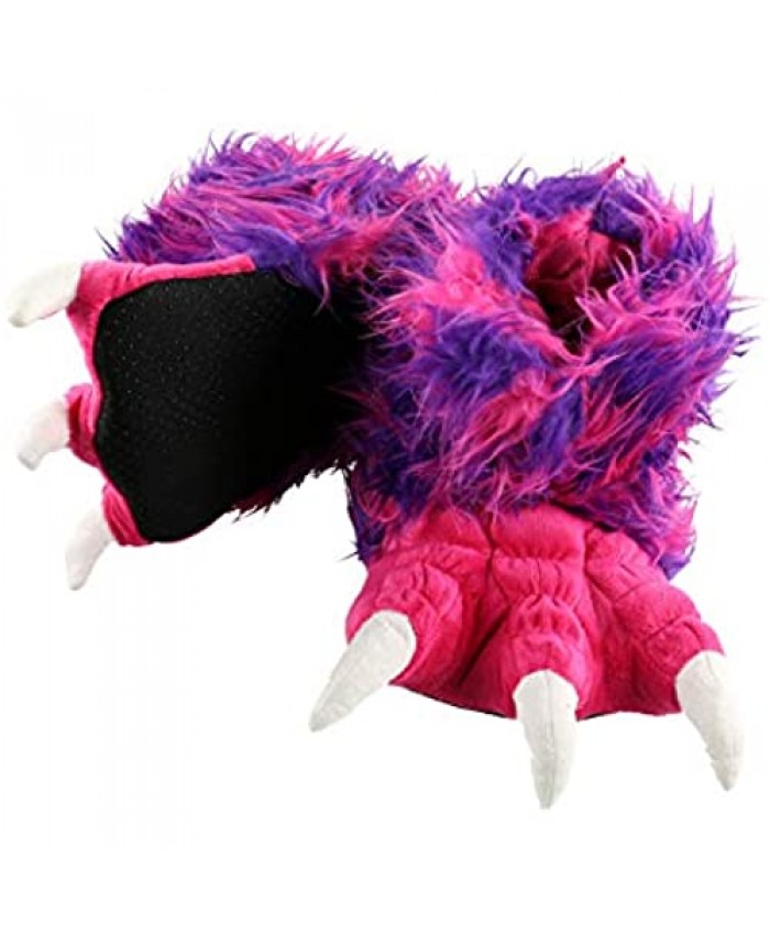 Lazy One Animal Paw Slippers for Kids and Adults Fun Costume for Kids Cozy Furry Slippers (Pink Monster X-Small)