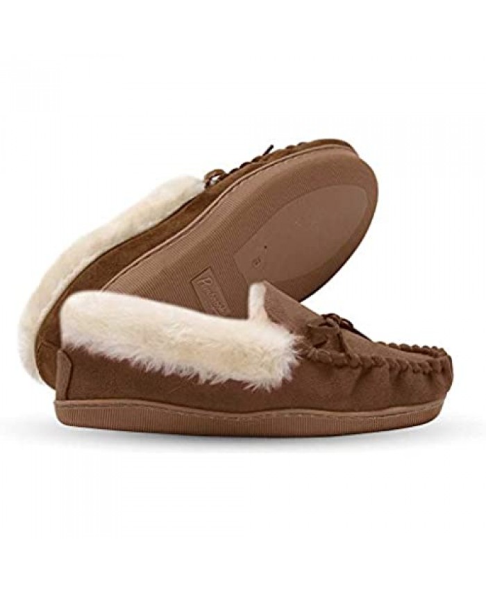 Pembrook Ladies Moccasin Slippers - Micro Suede Indoor and Outdoor Non-Skid - Women Girls