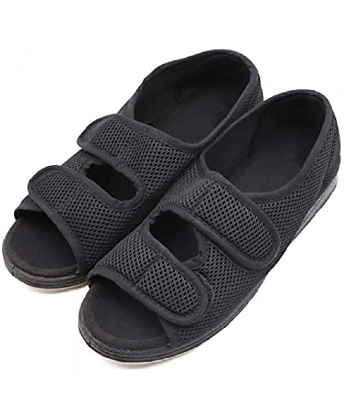 Woman Diabetic Shoes Extra Wide Width Open Toe Sandals Adjustable Arthritis Edema Slippers for Elderly Women