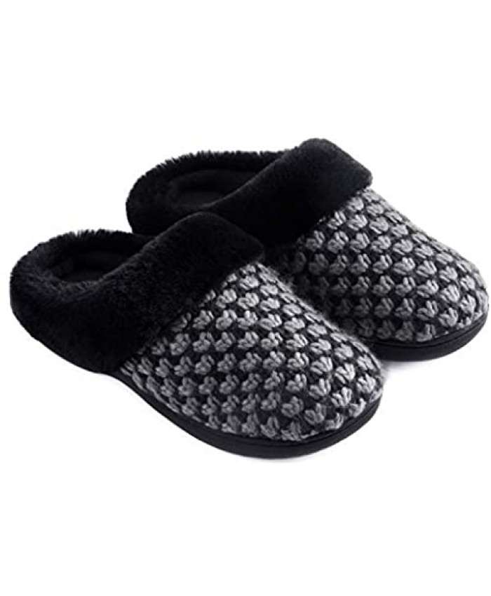 Zigzagger Women’s Breathable Knit Slippers Cozy Memory Foam House Shoes Nonslip Rubber Sole Footwear