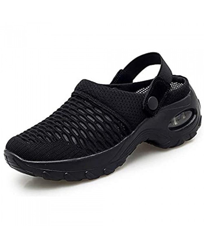 TBBY Mules Clogs for Women Casual Air Cushion Platform Mesh Mules Sneaker Sandals for Female Lightweight Beach Shoes Outdoor Slippers Walking Shoes