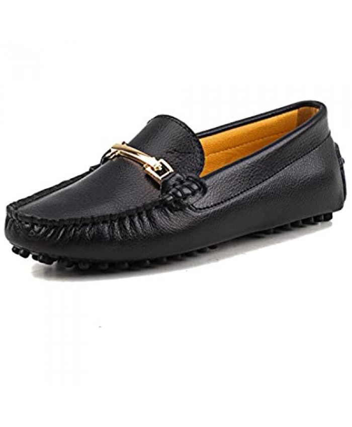 AUSLAND Women's Loafers Round Toe Leather Moccasins