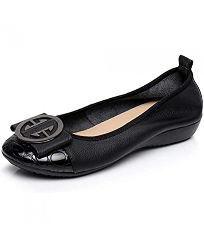 Comfort Slip On Shoes for Women Genuine Leather Ballet Flats Low Heeled Wedges Dress Shoes