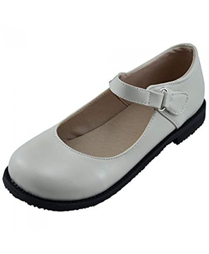 Mekereke Women Black Mary Jane Flat Flats Shoes Hook Loop Square Toe Classic Casual Flat for Women PU Leather Shoe