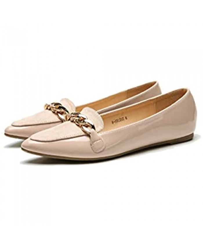 Mila Lady Arlene Stylish Patent Pu Pointed Toe Comfort Slip On Ballet Dress Flats Shoes for Women