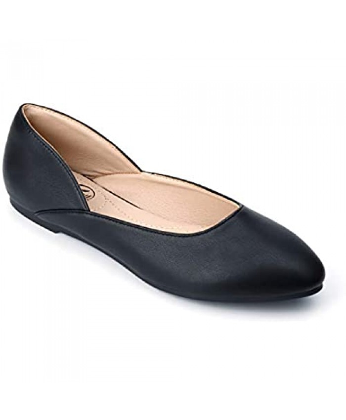 Trary Women's Casual D'Orsay Pointed Toe Slip on Ballet Flat Shoes
