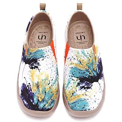 UIN Women's Lightweight Slip Ons Sneakers Walking Flats Casual Flower Art Painted Travel Shoes Oopsie Daisy