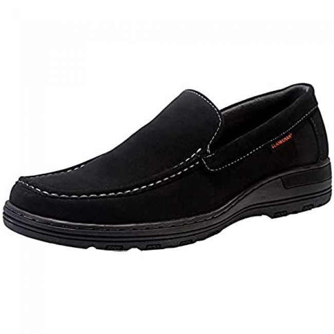 ELANROMAN Men's Loafers Slip on Black Shoes