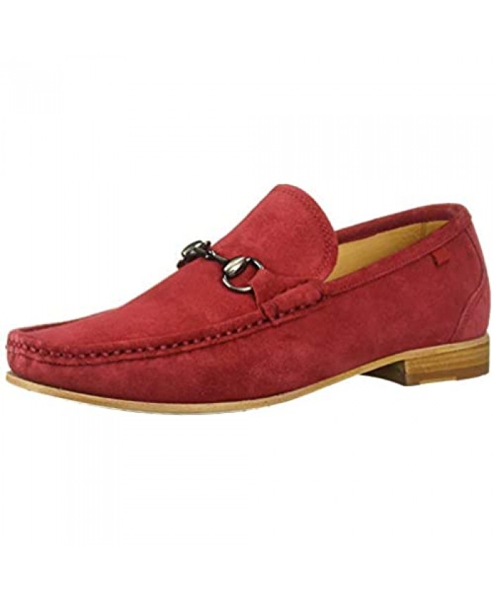 MARC JOSEPH NEW YORK Mens Gold Collection Leather Sole Buckle Loafer Red Suede 13 M US