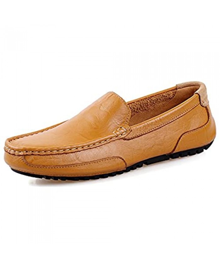 Men's Slip-on Loafers Premium Leather Casual Breathable Driving Shoes Fashion Slipper