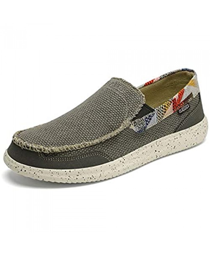 Mens Slip On Stretch Loafer Shoes Casual Canvas Sox Loafer Lightweight Jungle Boat Shoes