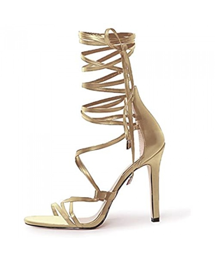 MissHeel Women's Lace up Gladiator Stiletto High Heels Party Dress Sandals