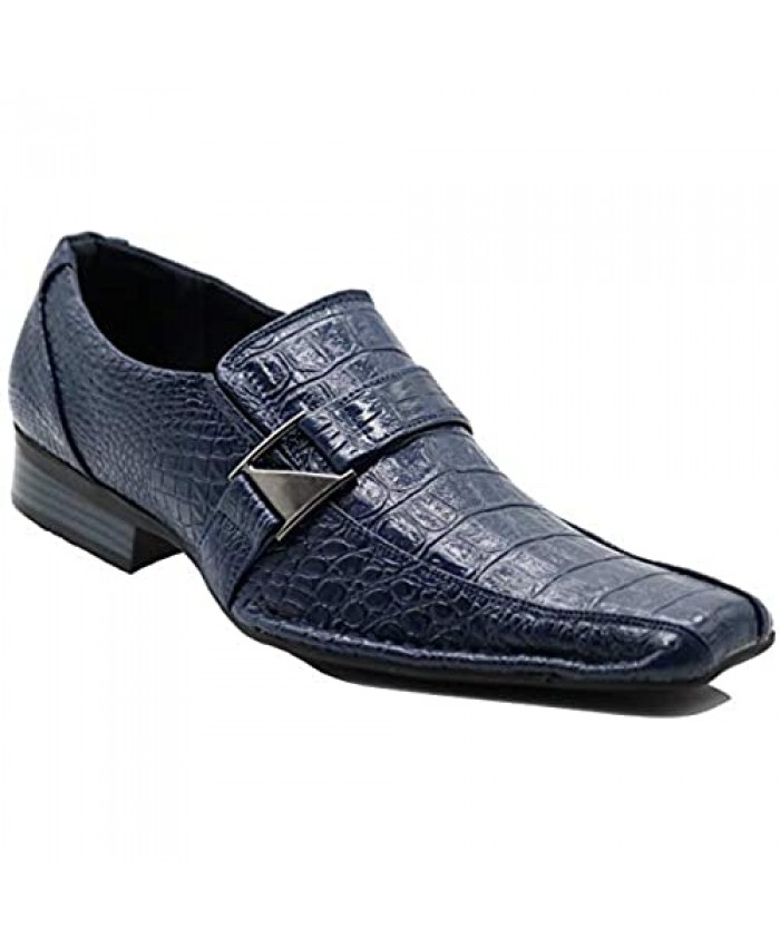 Enzo Romeo Santcro Herren Kleid Krokodil Print Loafers Elastic Slip on mit Schnalle Mode Schuhe Läuft Halbgröße Big