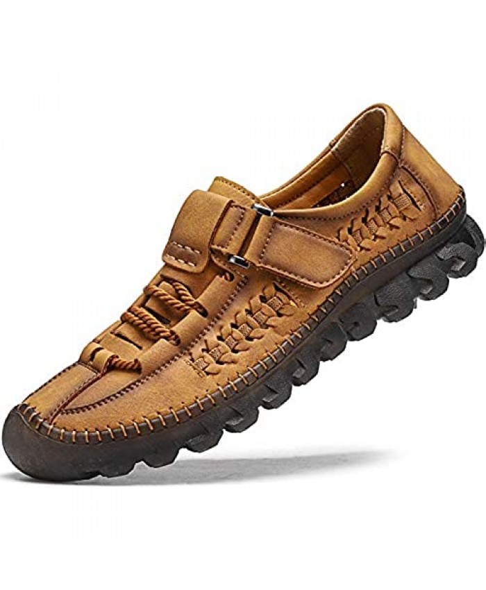 Feichi Herren Freizeitschuhe Leder Loafer Walking Atmungsaktive Handgemachte Schuhe Outdoor Slipper Fahren Boot Loafer