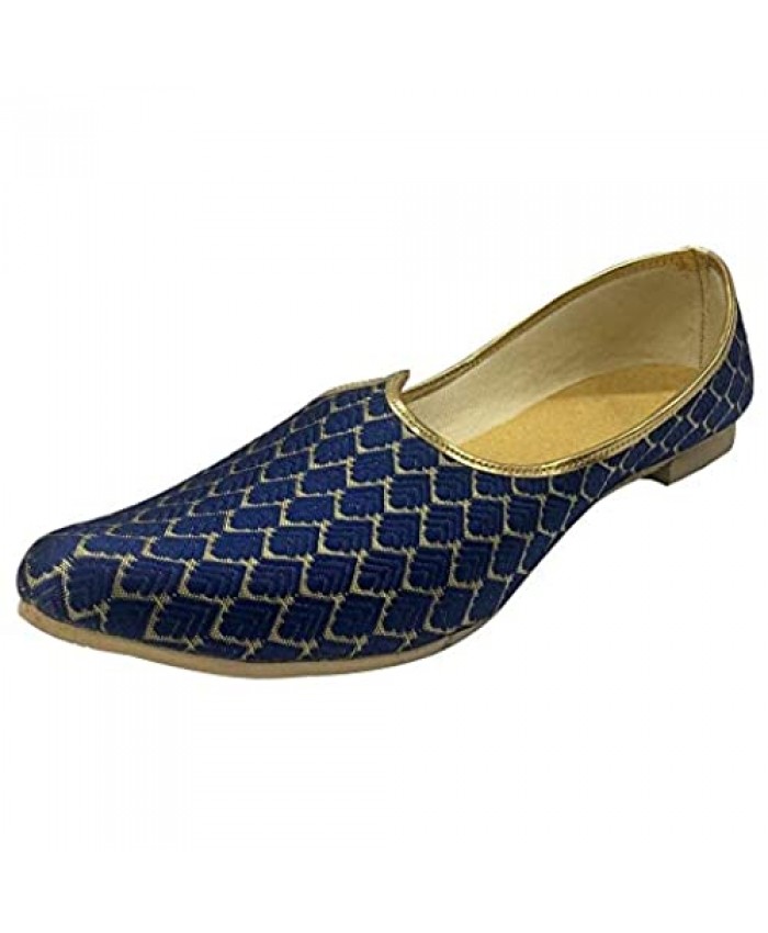 Stop n Style Mens Sherwani Blue Jutti Tradition Ethnic Wedding Indian Shoes Mojari Blue Shoes