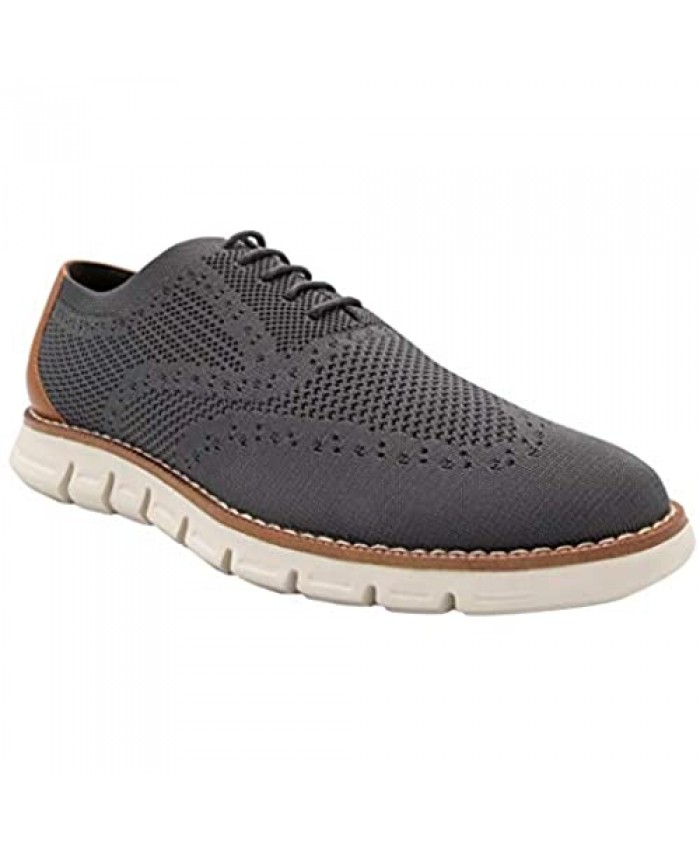 NINE WEST Mens Wingtip Shoes | Casual Shoes for Men | Stretch Knit Lace Up Mens Oxford Shoes | Fashion Shoes for Men with Deep Grooves in Outsole That Mimics The Natural Motion of The Foot - Kaito