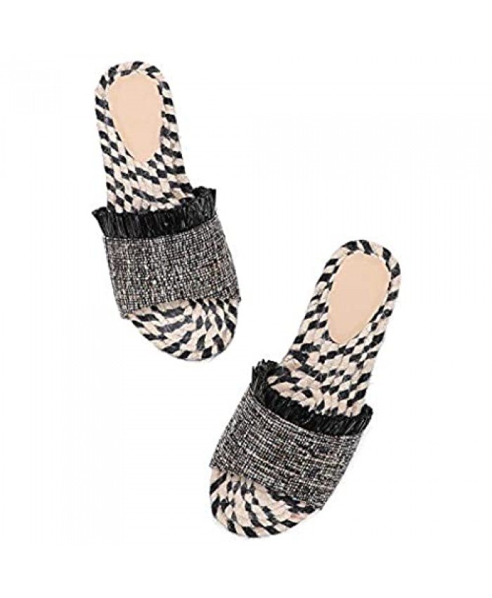 Sandals for women Linen Flip-Flop Light Roman Slippers Summer Canvas Shoes Retro Open Toe Beach Shoes
