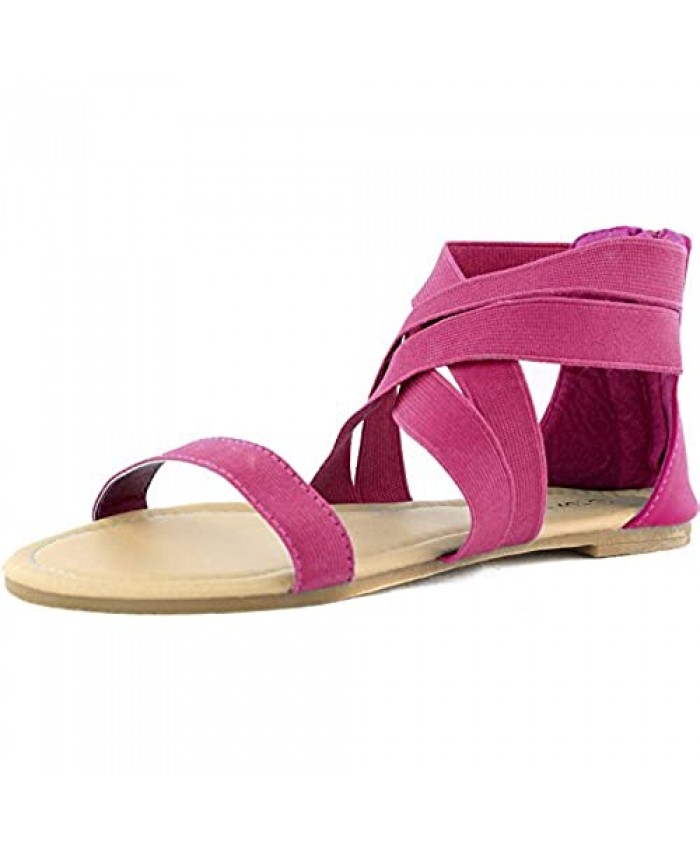 TOP Moda Women's Peak-3 Criss Cross Causal Flat Strappy Sandals Fashion Shoes