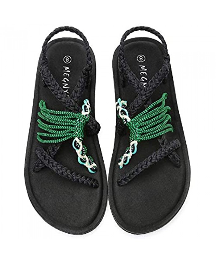 Flat Sandals for Women with Adjustable Straps Comfortable Yoga Mat Foam Walking Sandals Anti-Skid and Lightweight Sandals For Beach/Holiday/Poolside/Cruise/Wedding 20ZDME06-W6-7