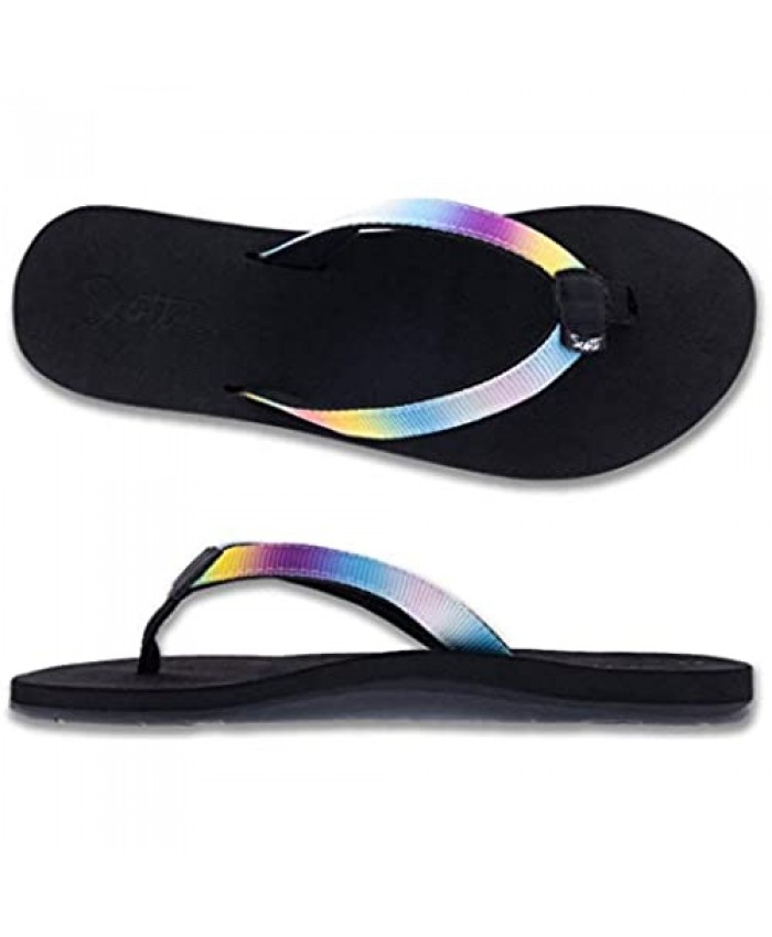 Scott Hawaii Women's Anuhea Sandal | Ladies Flip Flop with Arch Support and Rainbow Strap