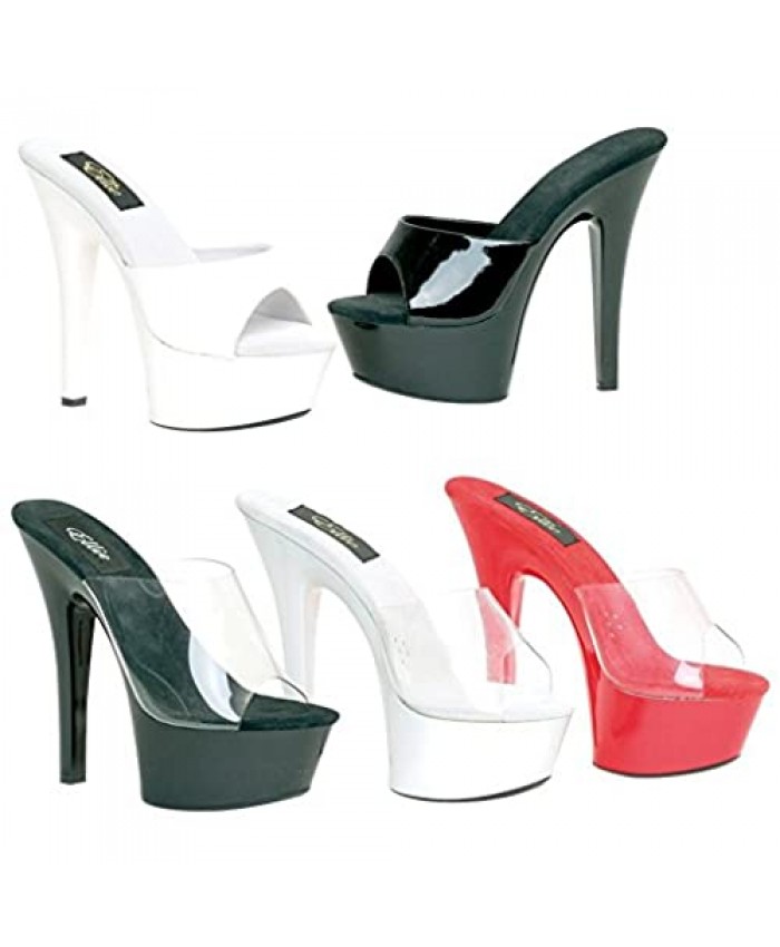 Ellie Shoes Women's 601-Vanity Platform Stiletto Heels - Dancer Mule Clear White 10