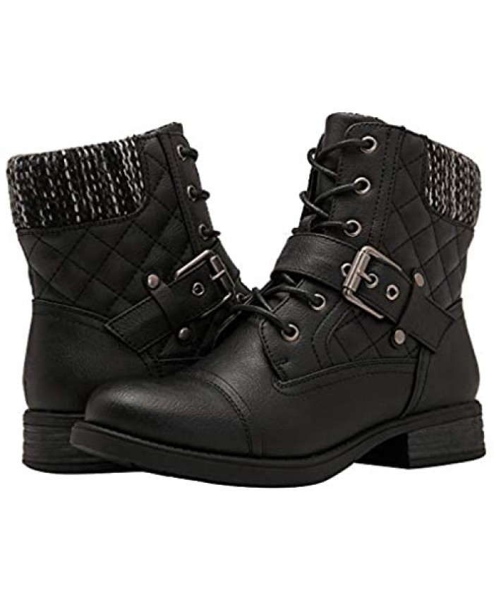 GLOBALWIN Women's Ankle Booties Fashion Combat Boots